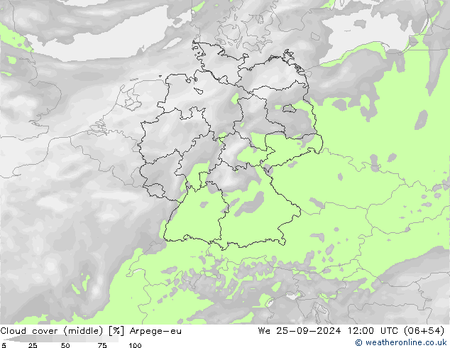 Nubi medie Arpege-eu mer 25.09.2024 12 UTC