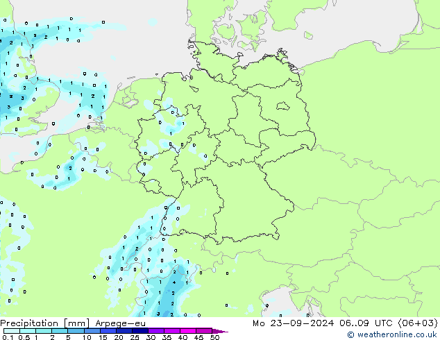 Precipitation Arpege-eu Mo 23.09.2024 09 UTC