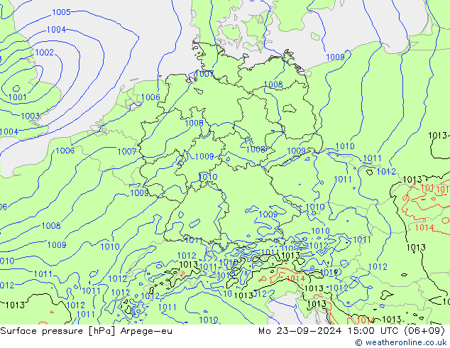 Surface pressure Arpege-eu Mo 23.09.2024 15 UTC