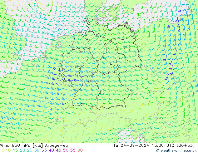 Viento 850 hPa Arpege-eu mar 24.09.2024 15 UTC