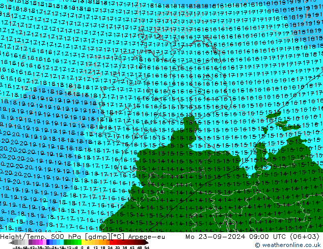 Height/Temp. 500 hPa Arpege-eu lun 23.09.2024 09 UTC