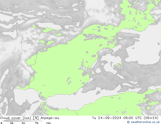 облака (низкий) Arpege-eu вт 24.09.2024 06 UTC