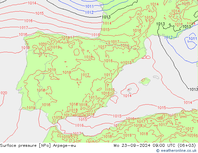 ciśnienie Arpege-eu pon. 23.09.2024 09 UTC