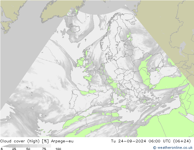 vysoký oblak Arpege-eu Út 24.09.2024 06 UTC