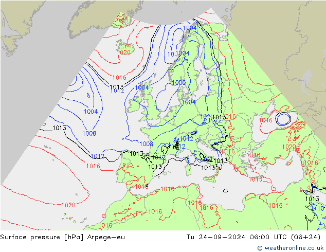 Yer basıncı Arpege-eu Sa 24.09.2024 06 UTC