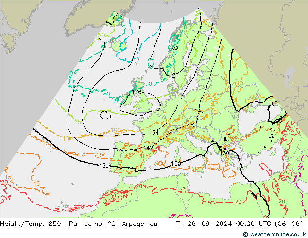 Height/Temp. 850 hPa Arpege-eu gio 26.09.2024 00 UTC