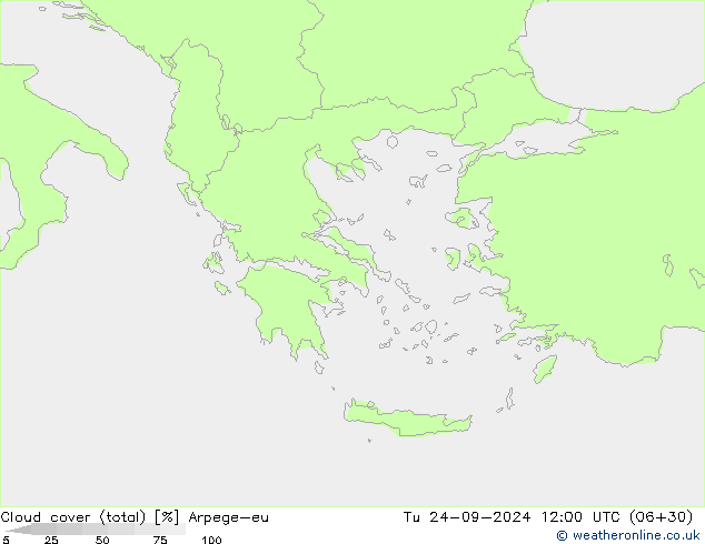 nuvens (total) Arpege-eu Ter 24.09.2024 12 UTC