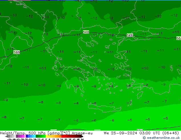 Height/Temp. 500 hPa Arpege-eu  25.09.2024 03 UTC