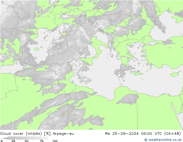 облака (средний) Arpege-eu ср 25.09.2024 06 UTC