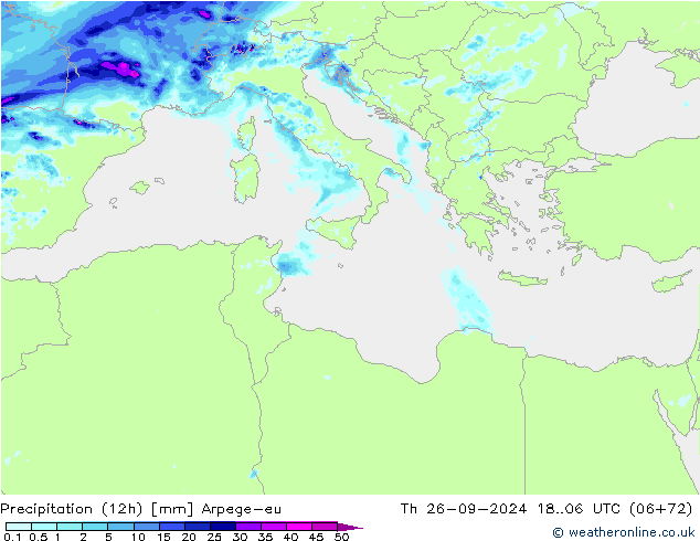 opad (12h) Arpege-eu czw. 26.09.2024 06 UTC