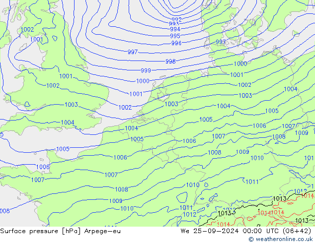 Surface pressure Arpege-eu We 25.09.2024 00 UTC