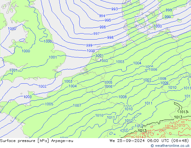 pressão do solo Arpege-eu Qua 25.09.2024 06 UTC