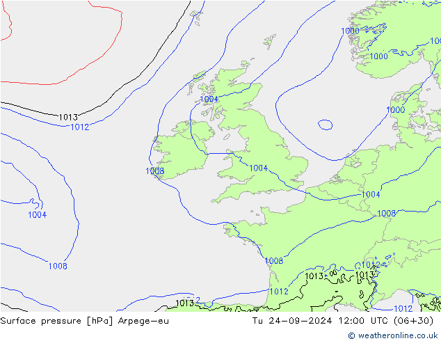 Pressione al suolo Arpege-eu mar 24.09.2024 12 UTC