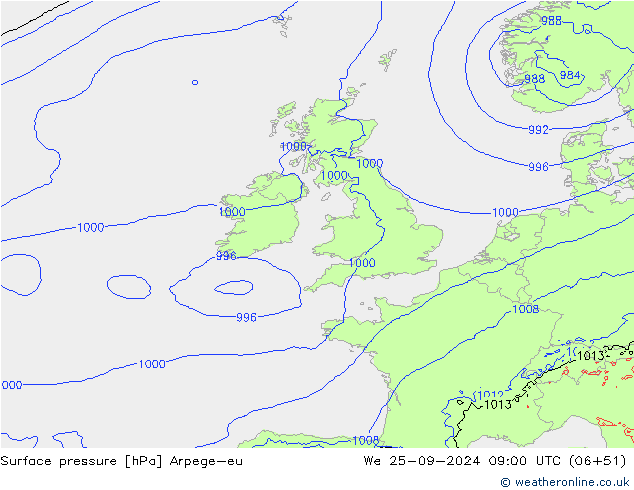 Luchtdruk (Grond) Arpege-eu wo 25.09.2024 09 UTC