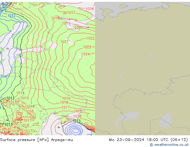 Pressione al suolo Arpege-eu lun 23.09.2024 18 UTC