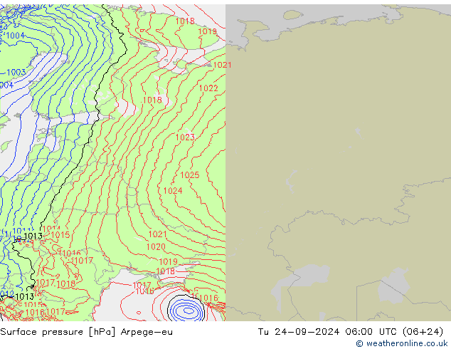 Presión superficial Arpege-eu mar 24.09.2024 06 UTC