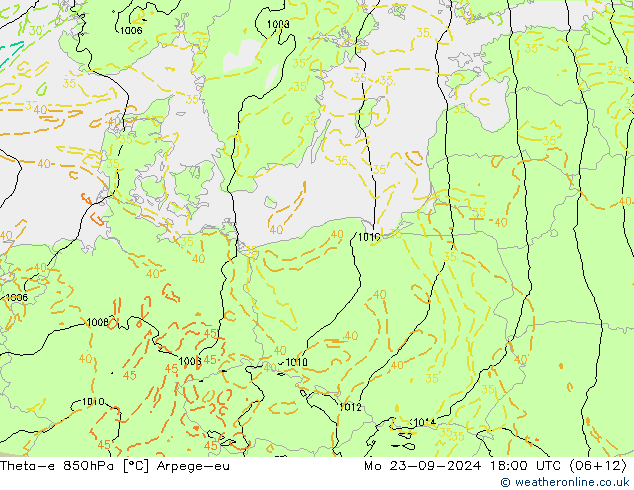 Theta-e 850hPa Arpege-eu  23.09.2024 18 UTC