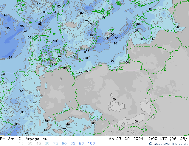 RH 2m Arpege-eu  23.09.2024 12 UTC