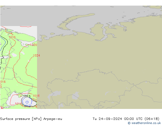 Surface pressure Arpege-eu Tu 24.09.2024 00 UTC