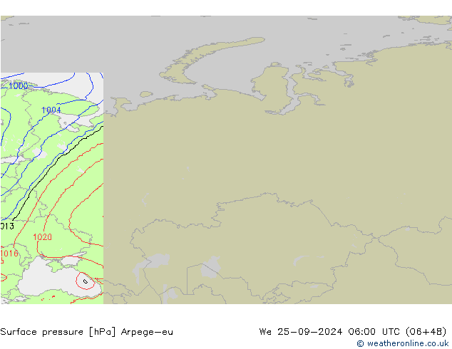 приземное давление Arpege-eu ср 25.09.2024 06 UTC