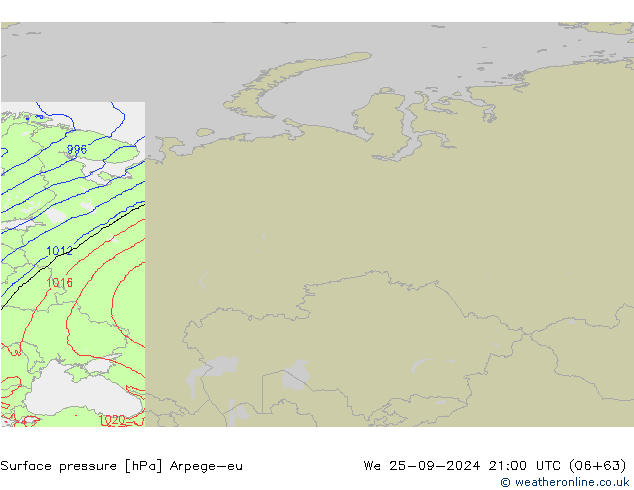 Atmosférický tlak Arpege-eu St 25.09.2024 21 UTC