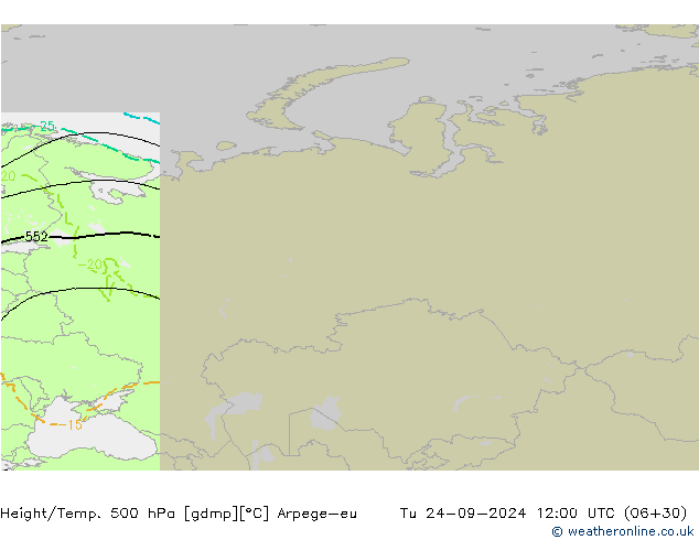 Géop./Temp. 500 hPa Arpege-eu mar 24.09.2024 12 UTC