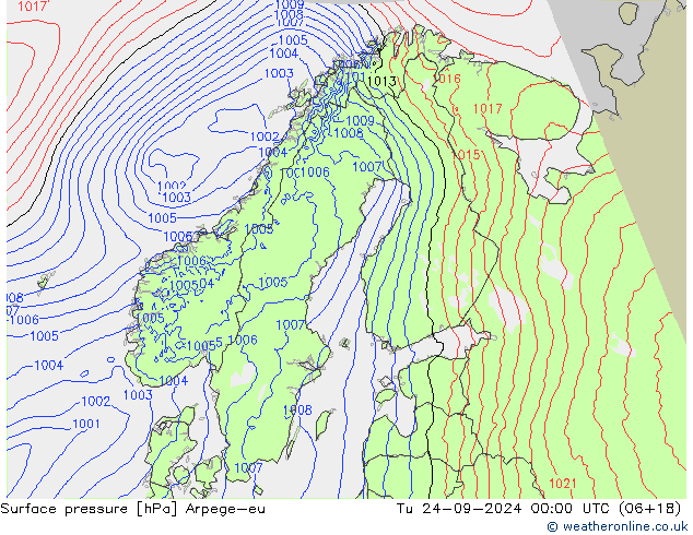 Pressione al suolo Arpege-eu mar 24.09.2024 00 UTC