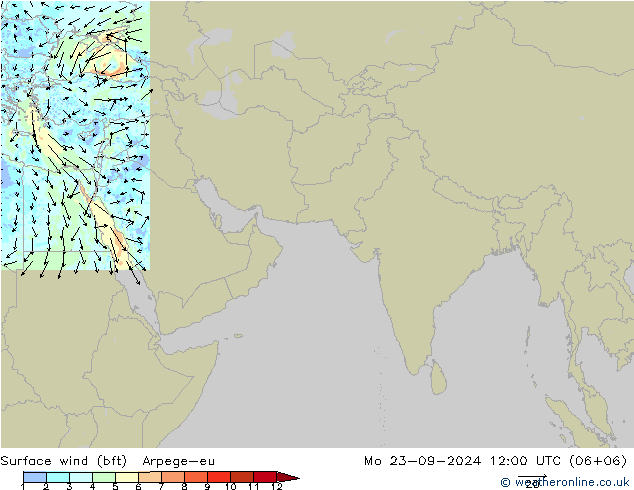 Rüzgar 10 m (bft) Arpege-eu Pzt 23.09.2024 12 UTC