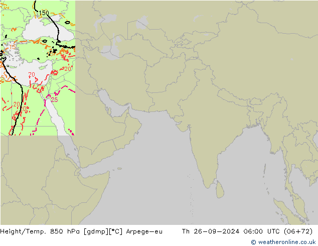 Height/Temp. 850 hPa Arpege-eu Th 26.09.2024 06 UTC