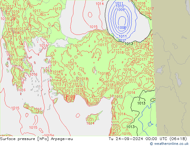 Surface pressure Arpege-eu Tu 24.09.2024 00 UTC