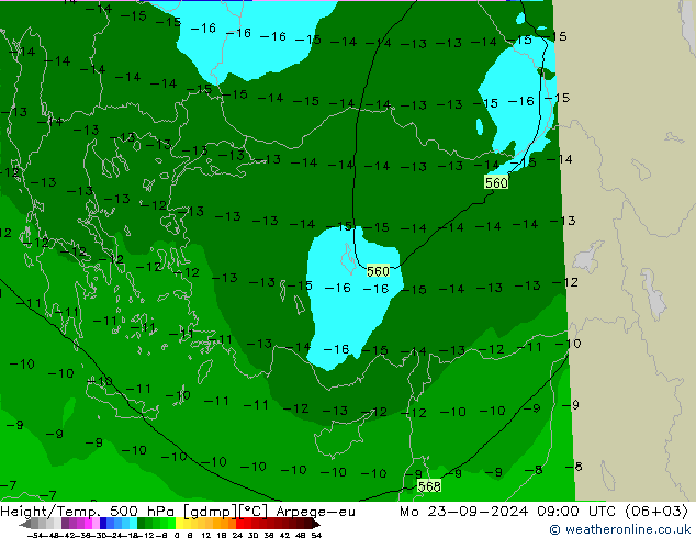 Height/Temp. 500 hPa Arpege-eu  23.09.2024 09 UTC