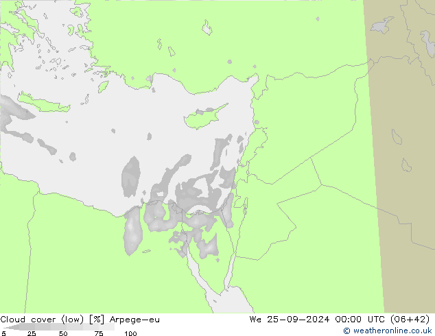 Nuages (bas) Arpege-eu mer 25.09.2024 00 UTC