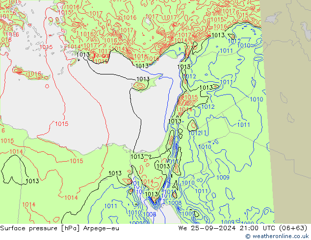 Atmosférický tlak Arpege-eu St 25.09.2024 21 UTC