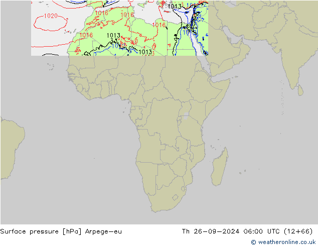 Pressione al suolo Arpege-eu gio 26.09.2024 06 UTC