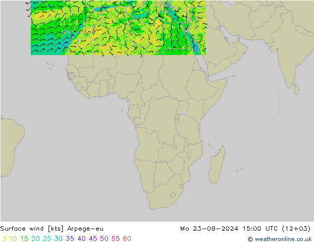 Surface wind Arpege-eu Mo 23.09.2024 15 UTC