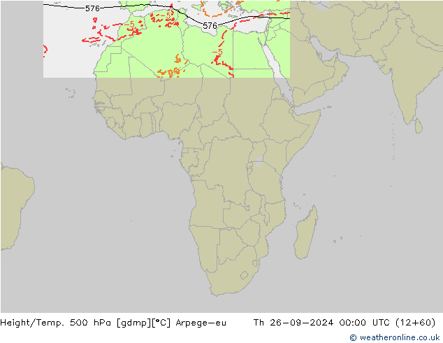 Height/Temp. 500 hPa Arpege-eu Th 26.09.2024 00 UTC