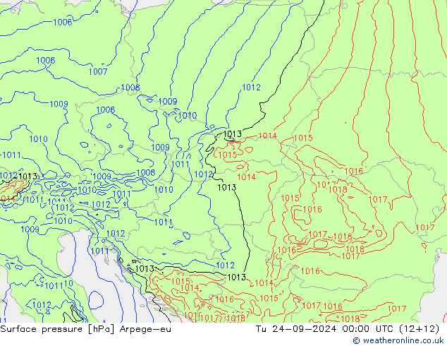 Surface pressure Arpege-eu Tu 24.09.2024 00 UTC