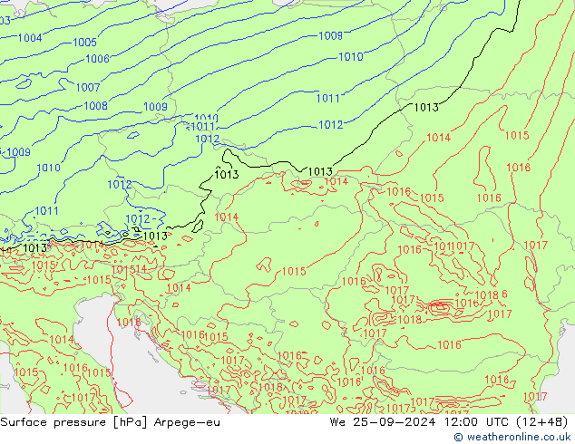 Surface pressure Arpege-eu We 25.09.2024 12 UTC