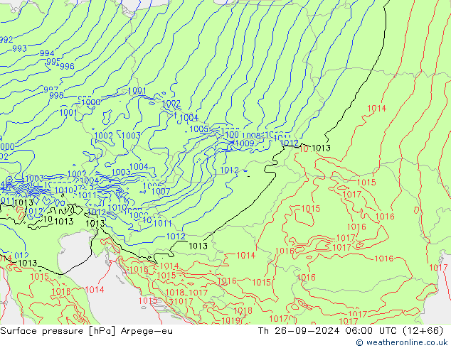 Surface pressure Arpege-eu Th 26.09.2024 06 UTC