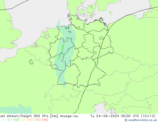 Jet stream/Height 300 hPa Arpege-eu Tu 24.09.2024 00 UTC