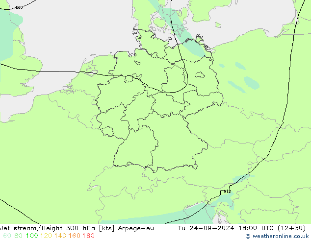 Corriente en chorro Arpege-eu mar 24.09.2024 18 UTC