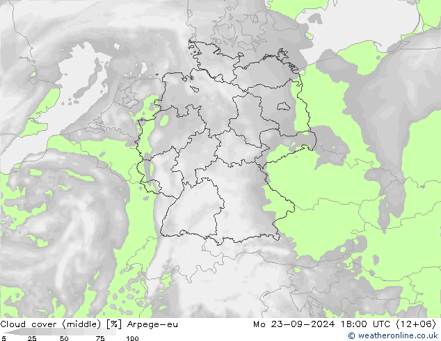 Nuages (moyen) Arpege-eu lun 23.09.2024 18 UTC