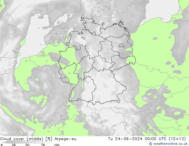 облака (средний) Arpege-eu вт 24.09.2024 00 UTC