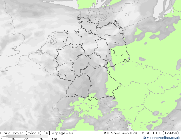 Bewolking (Middelb.) Arpege-eu wo 25.09.2024 18 UTC