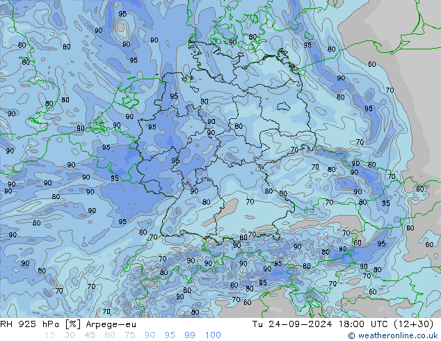 RV 925 hPa Arpege-eu di 24.09.2024 18 UTC