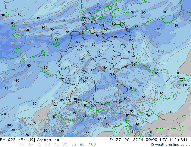 RH 925 hPa Arpege-eu  27.09.2024 00 UTC