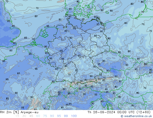 RH 2m Arpege-eu чт 26.09.2024 00 UTC