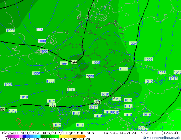 Thck 500-1000гПа Arpege-eu вт 24.09.2024 12 UTC