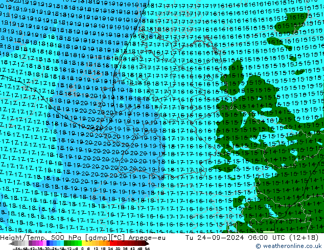 Height/Temp. 500 hPa Arpege-eu mar 24.09.2024 06 UTC