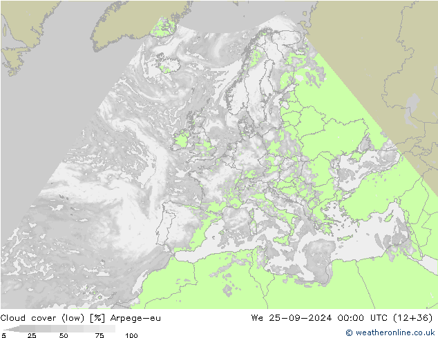 Nubes bajas Arpege-eu mié 25.09.2024 00 UTC